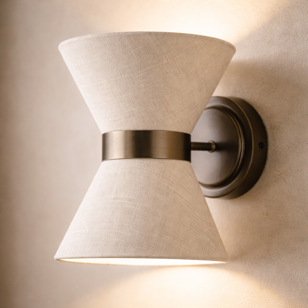 Væglampe i Wabi Sabi Stil med Silkeskærm