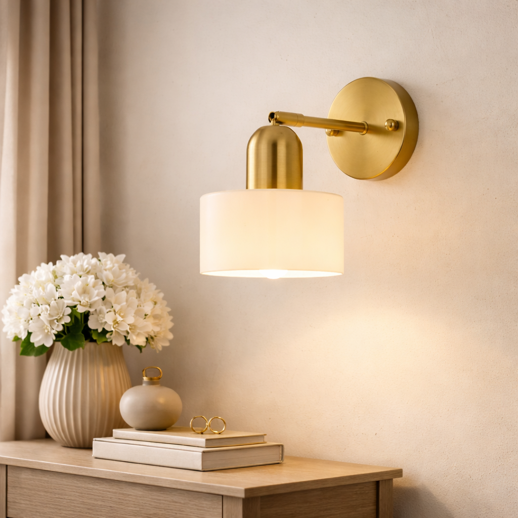 Væglampe i Bauhaus Stil med Farvet Glas