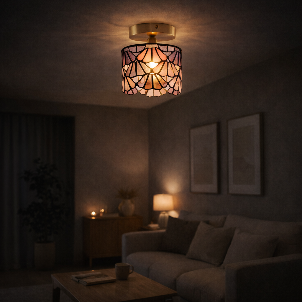 Plafondlampe med Farvet Glasmosaik til Indendørs Brug