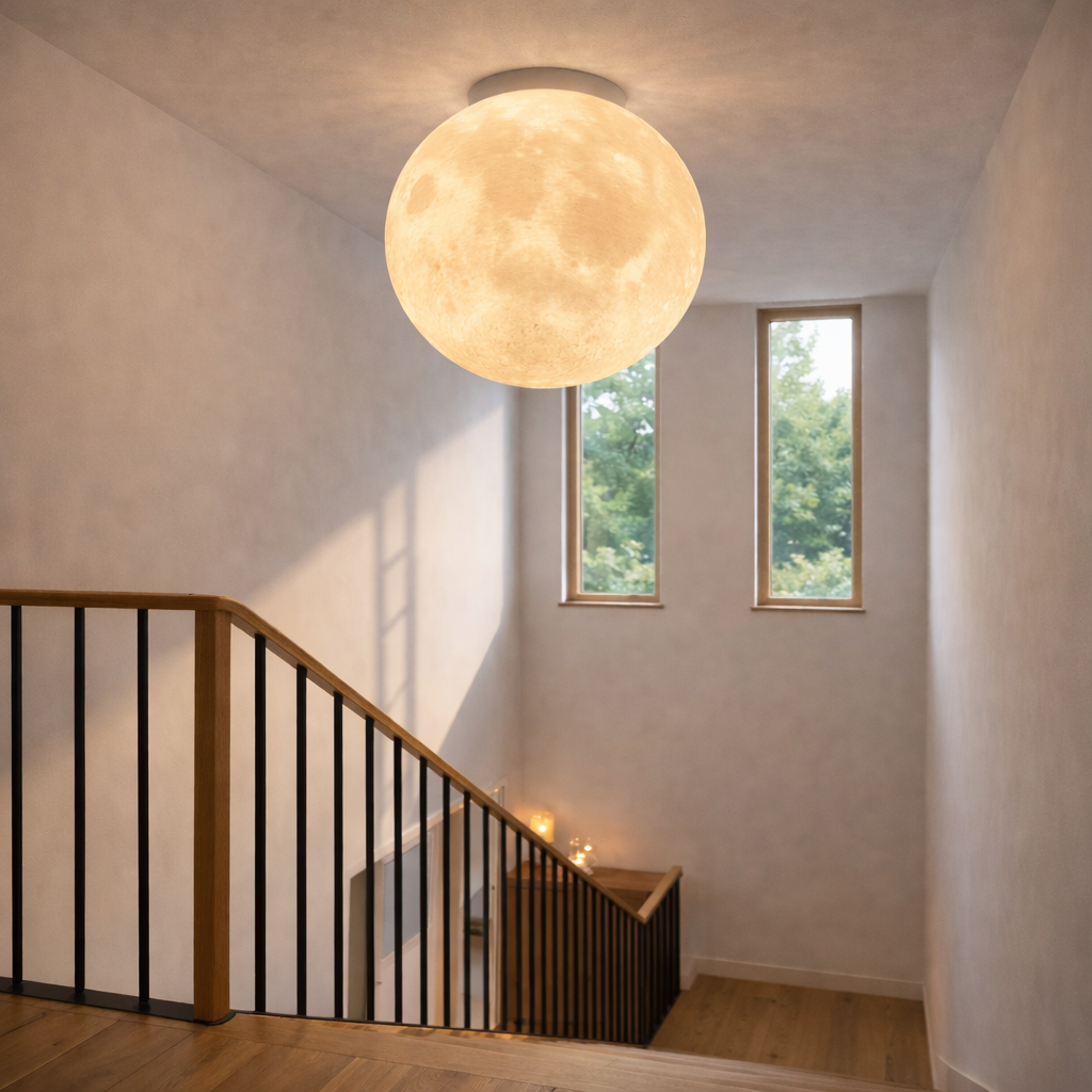 Plafondlampe med Måneinspireret Form til Indendørs Brug