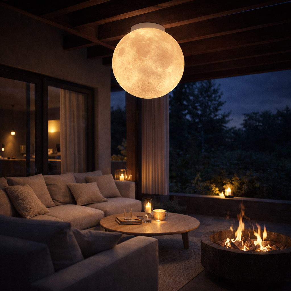 Plafondlampe med Måneinspireret Form til Indendørs Brug
