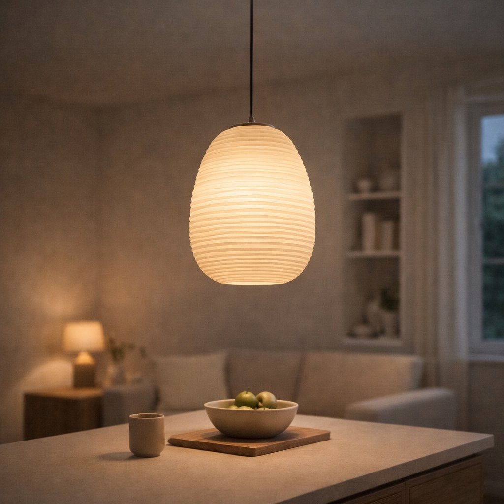 Pendellampe i Japandi Stil med Enkelt Formsprog