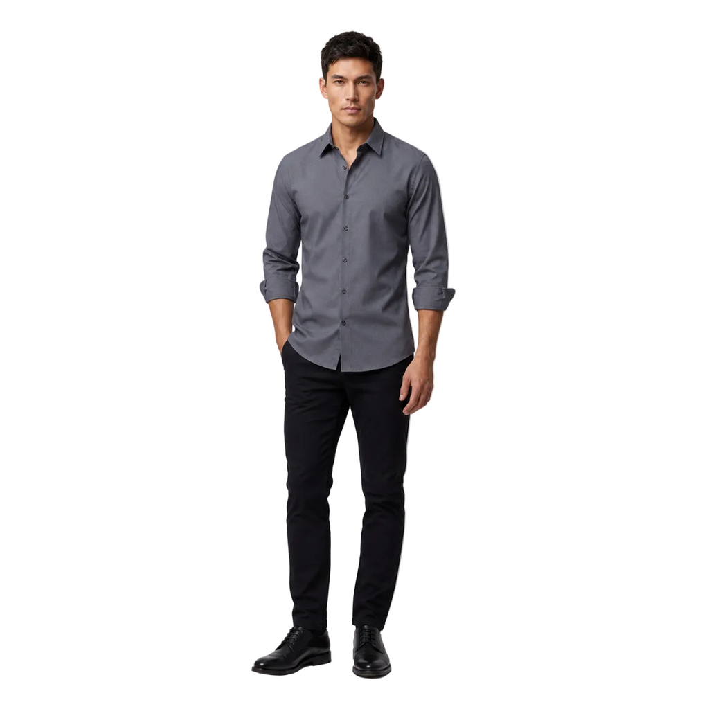 Fitted shirt for work and everyday use – Long-sleeve shirt with classic collar for men