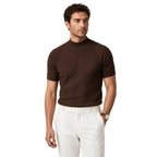 Ribbed sweater for everyday use – Short-sleeve sweater with high neck for men
