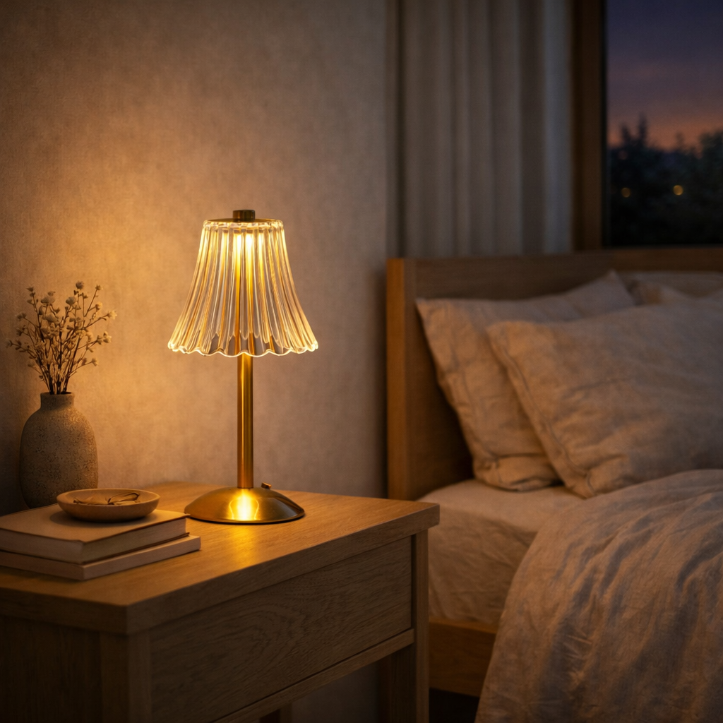 Bordlampe med Blomsterinspireret Form til Indendørs Brug