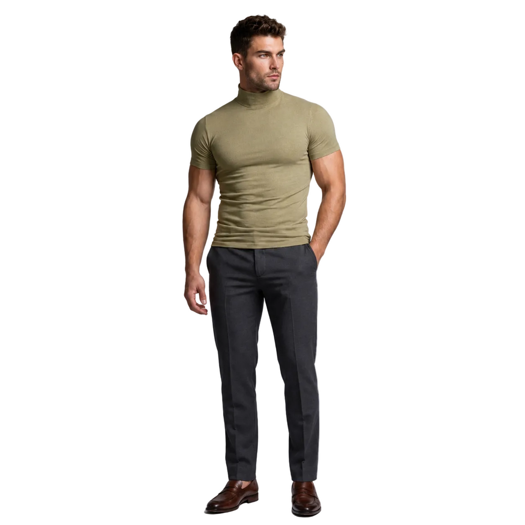Fitted t-shirt for everyday use – Short-sleeve t-shirt with turtleneck for men