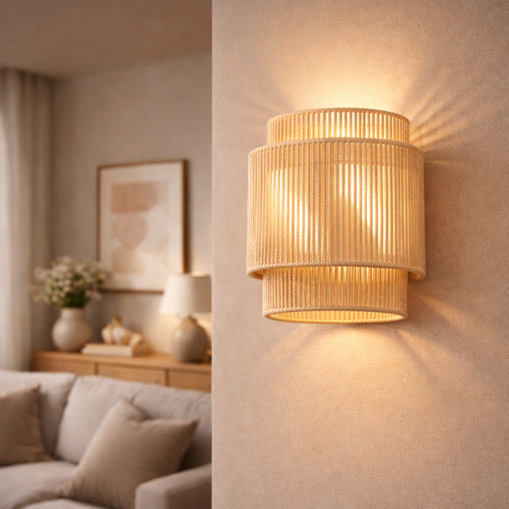 Natural wall lighting for living room and hallway – Wall lamp in jute