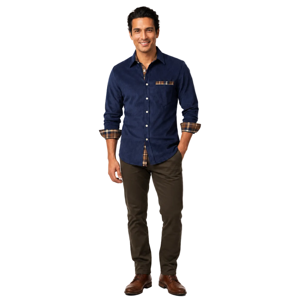 Casual shirt for everyday use – Shirt with checkered details for men