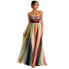 Long dress with colorful design for parties and special occasions – Strapless dress for women