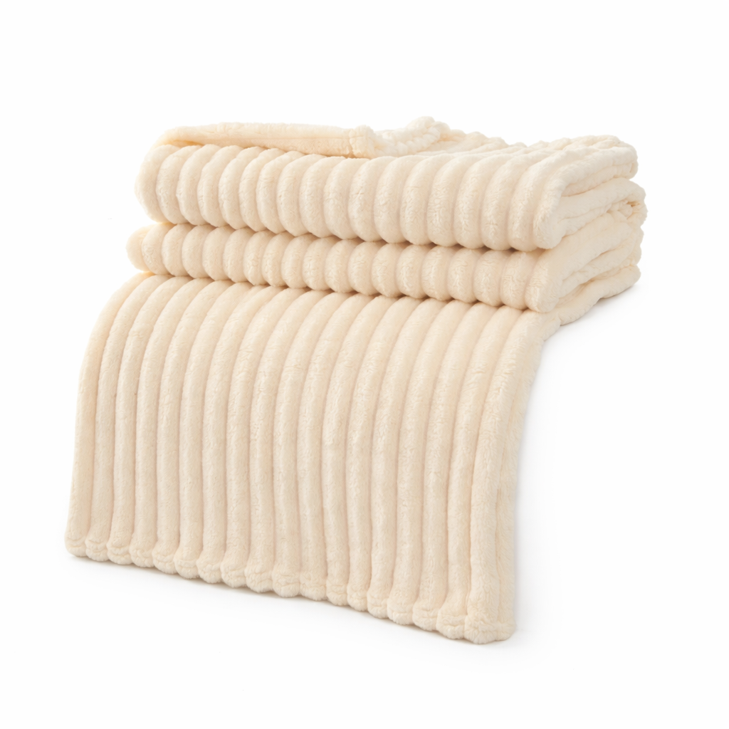 Flannel fleece blanket with striped pattern