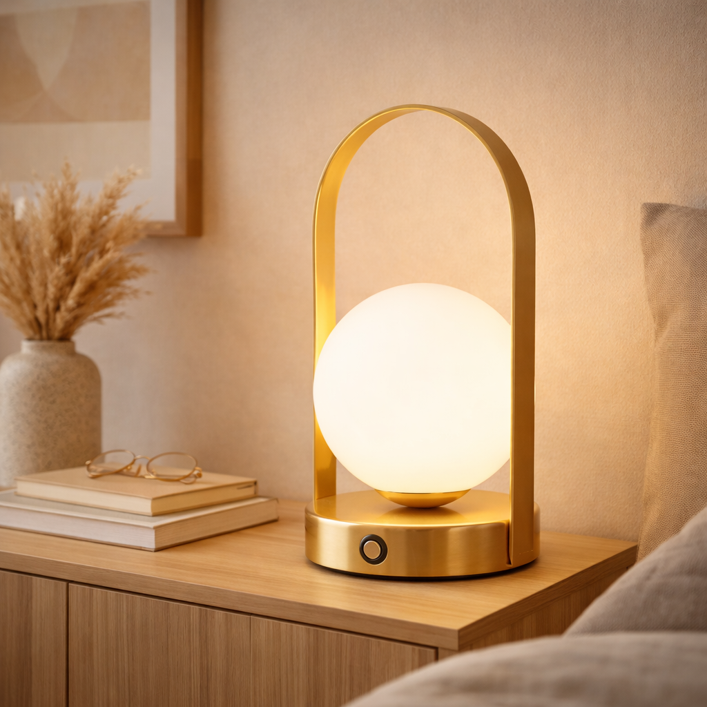 Opladelig trådløs bordlampe til indendørs brug