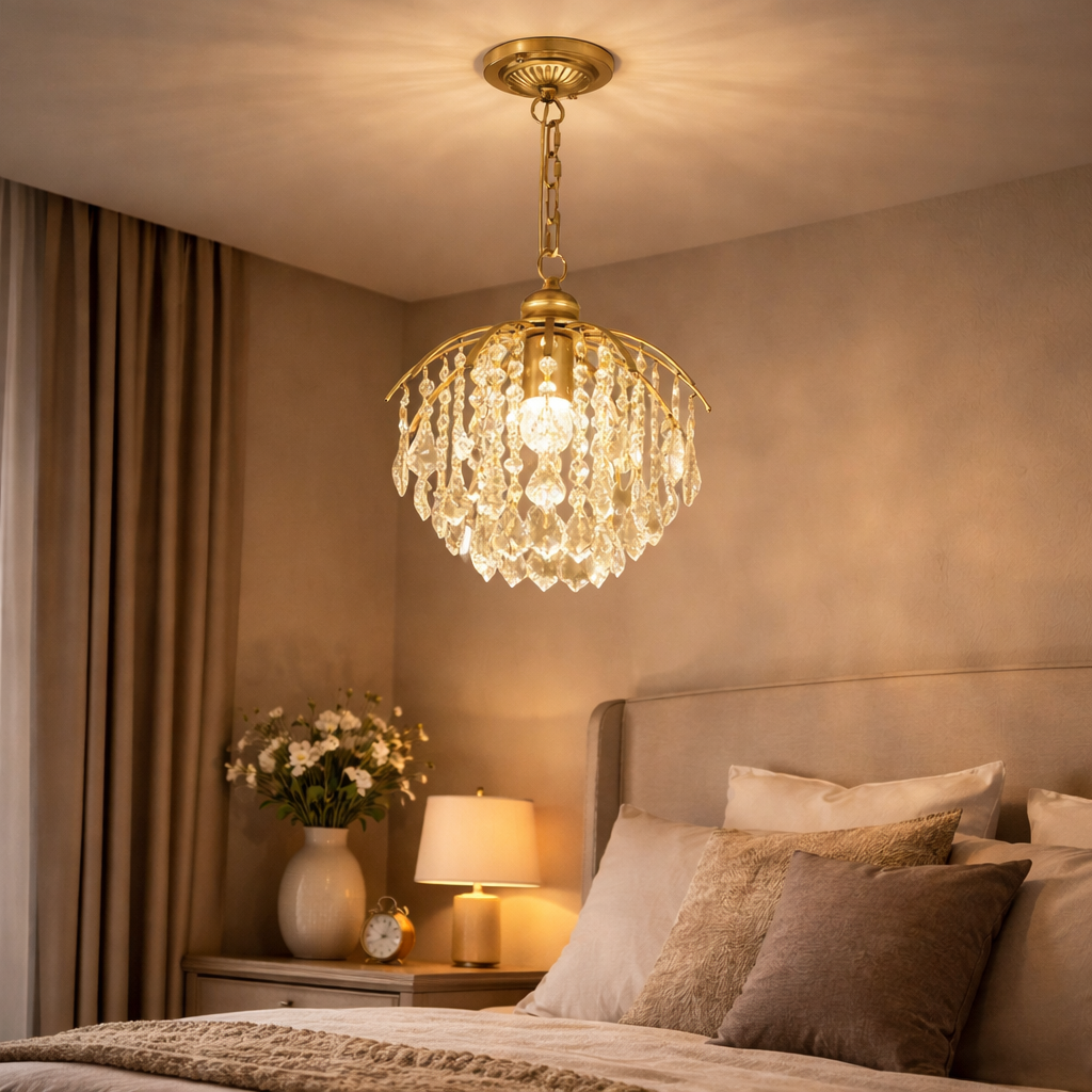 Plafondlampe med krystalhæng til indendørs brug