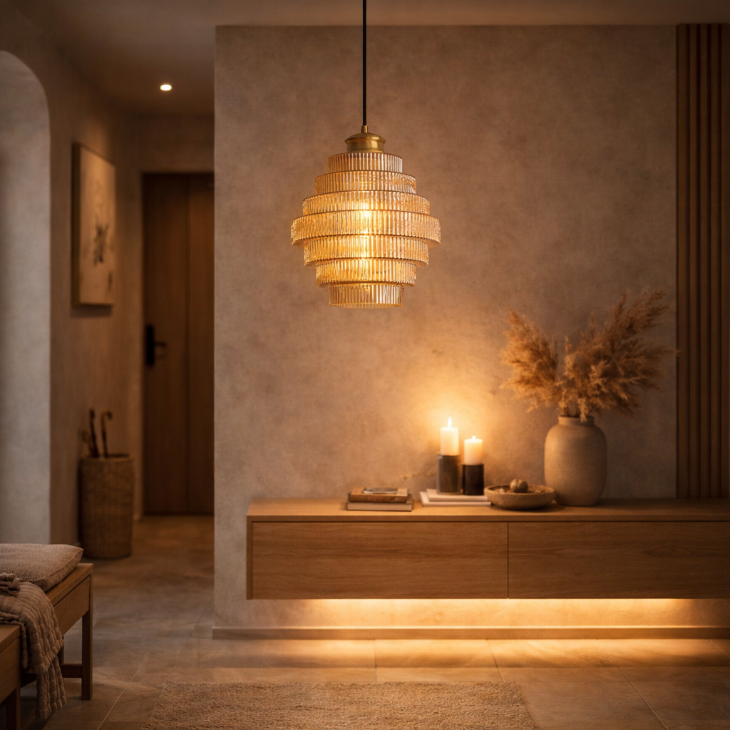 Pendellampe med bølgeform til indendørs brug