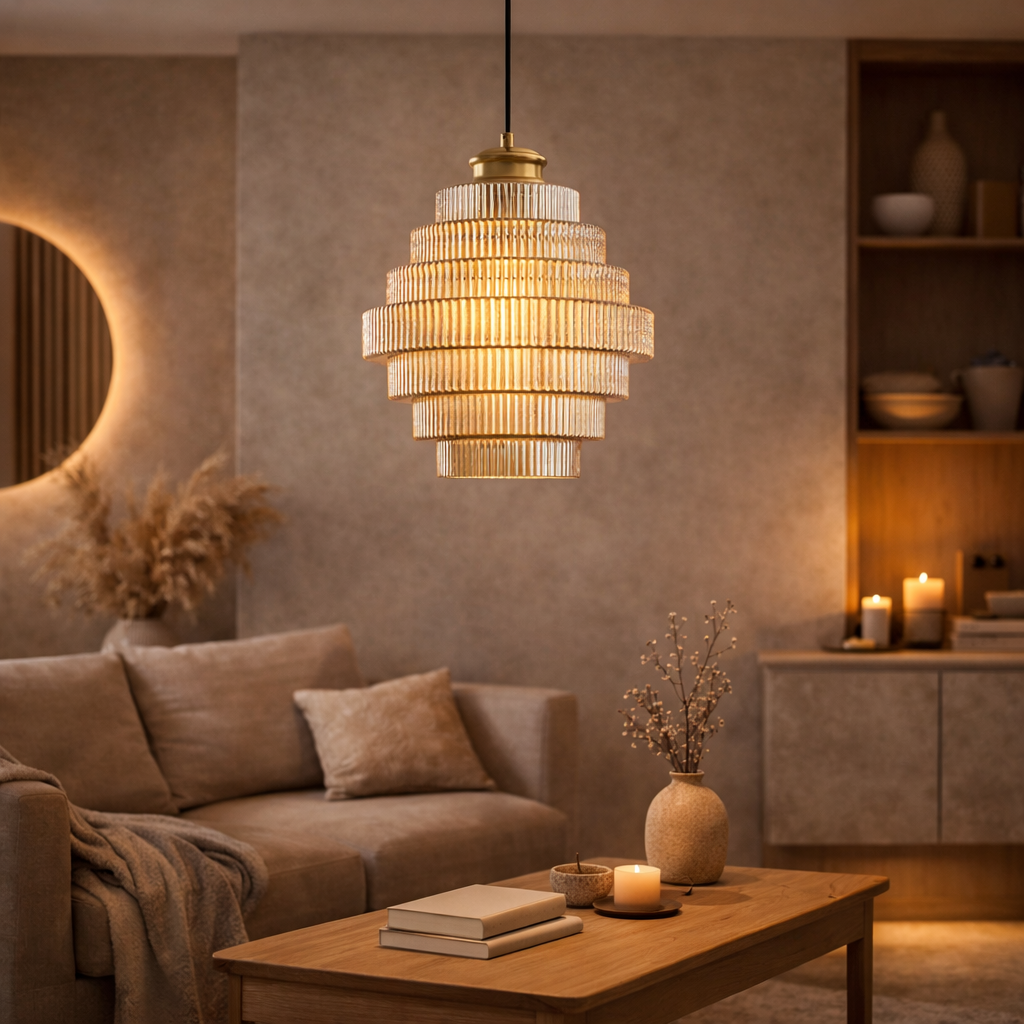 Pendellampe med bølgeform til indendørs brug