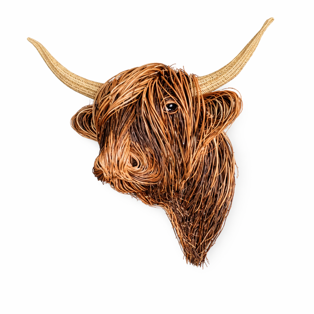 Vægskulptur af ko til indendørs brug