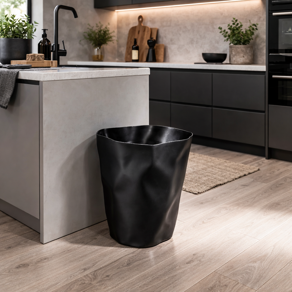 Papirkurv med krøllet design til indendørs brug