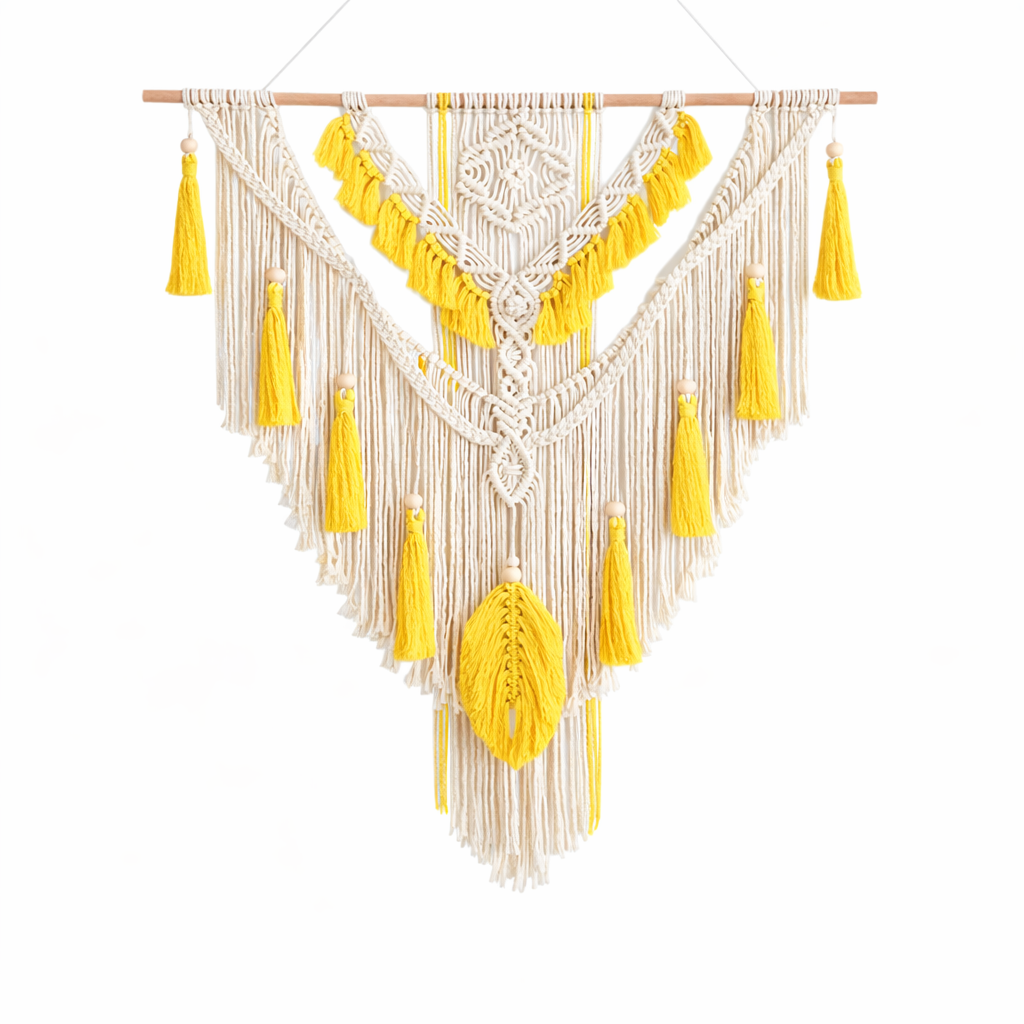 Wall hanging in macramé for indoor use