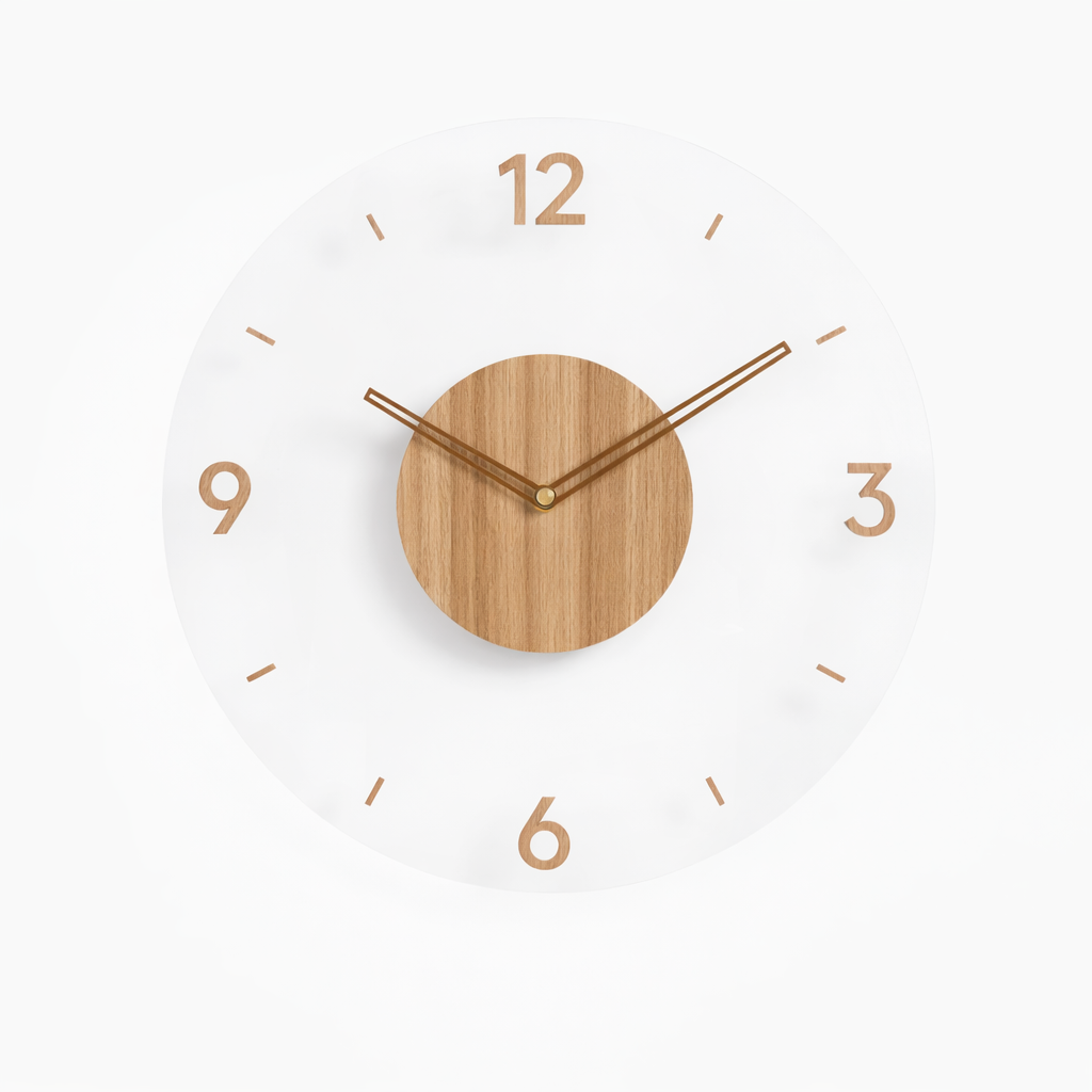 Wall clock in wood for indoor use – modern wall clock for living room, kitchen, and office