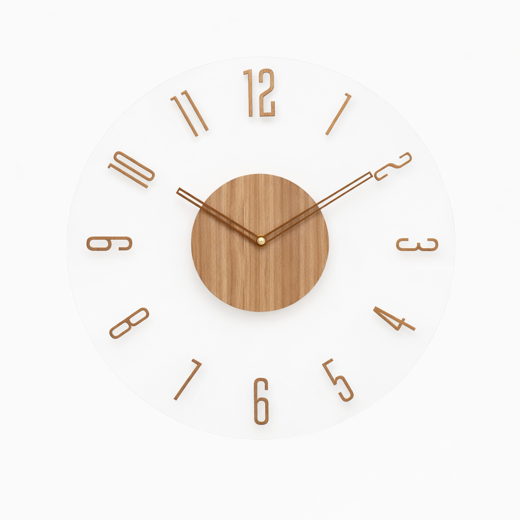 Wall clock in wood for indoor use – modern wall clock for living room, kitchen, and office