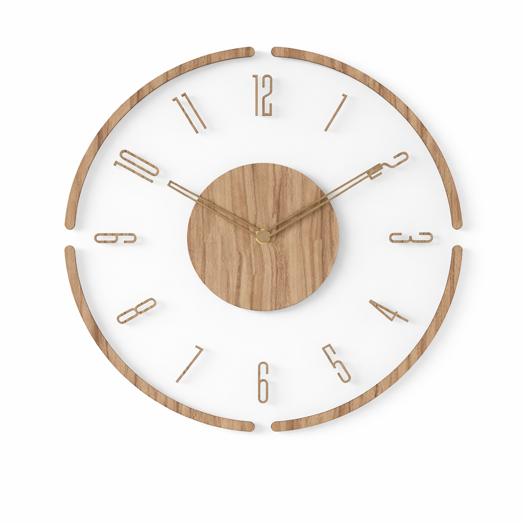 Wall clock in wood for indoor use – modern wall clock for living room, kitchen, and office