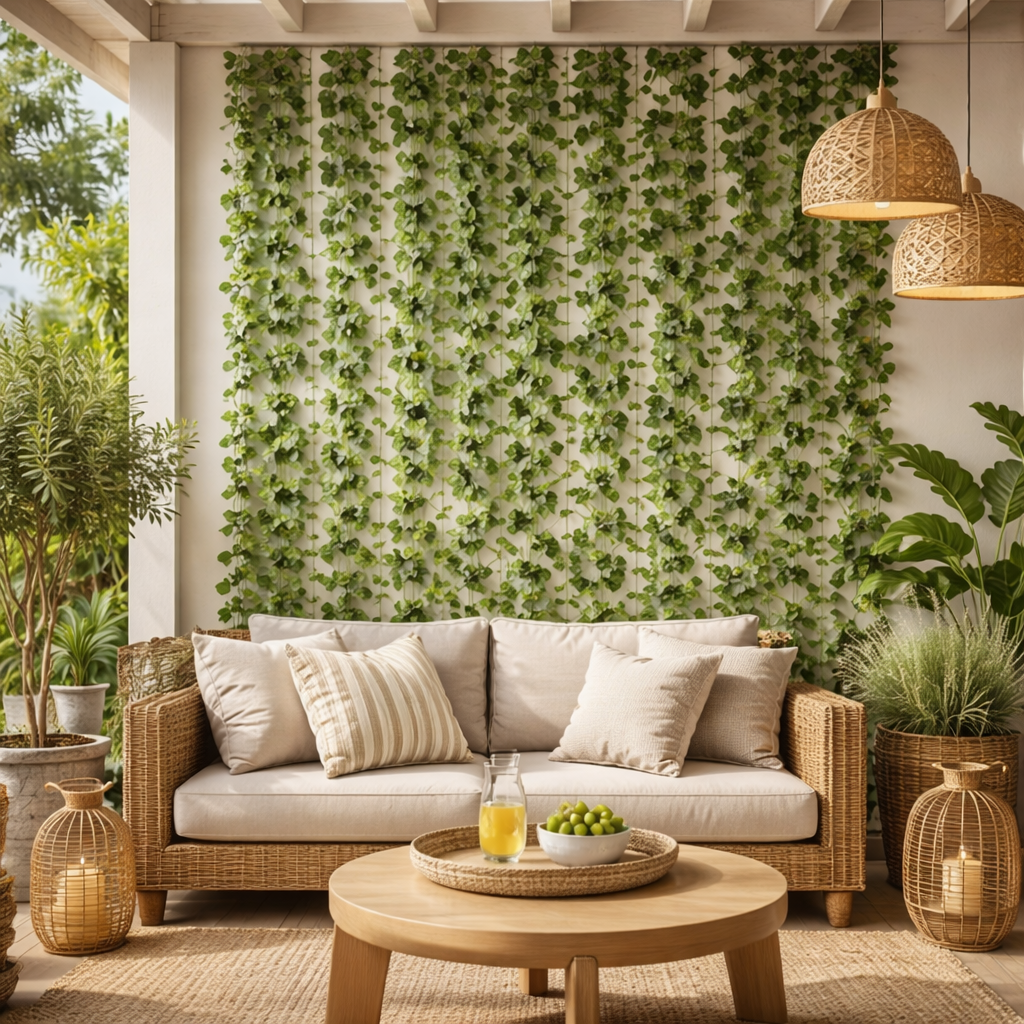 Sæt med 12 kunstige hængeplanter med grønne blade