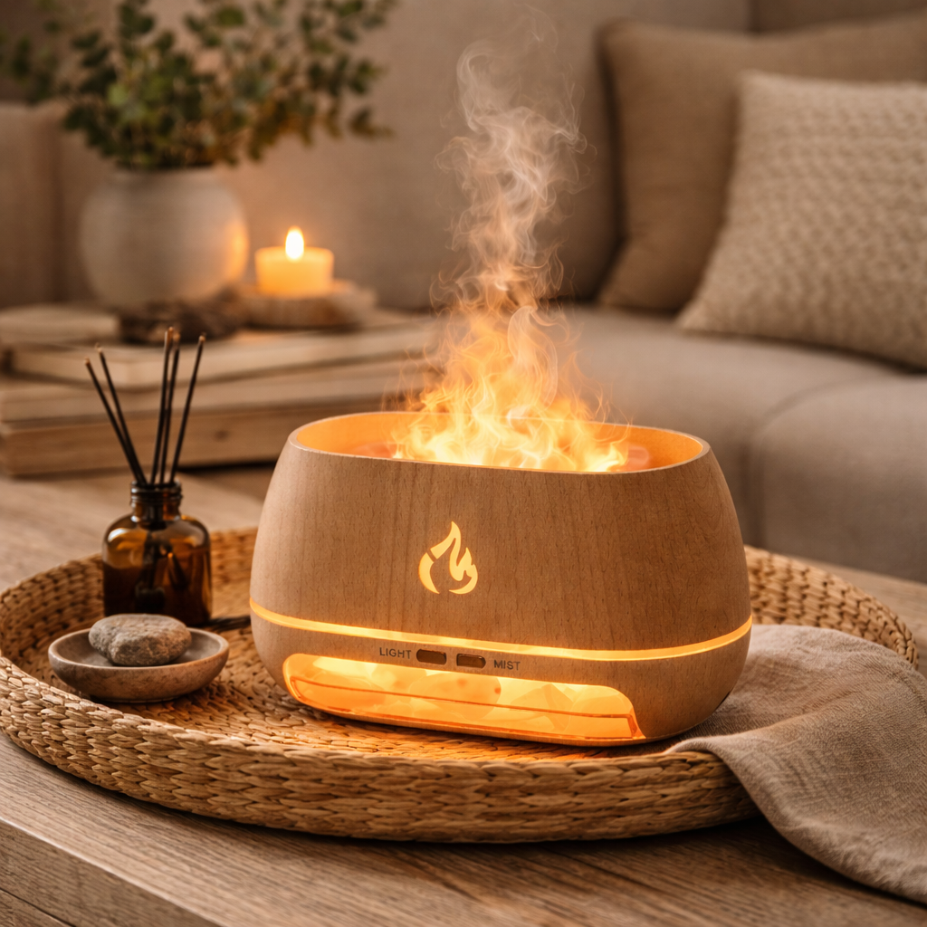Aromadiffuser i himalayasalt med lys til indendørs brug