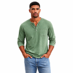 Long-sleeve henley t-shirt for everyday use – Cotton t-shirt for men