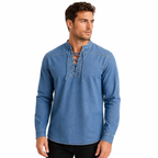V-neck shirt for everyday use – Button-up shirt for men