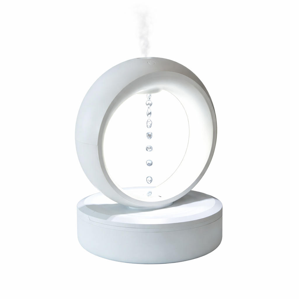 Luftfugter med svævende vanddråber til indendørs brug
