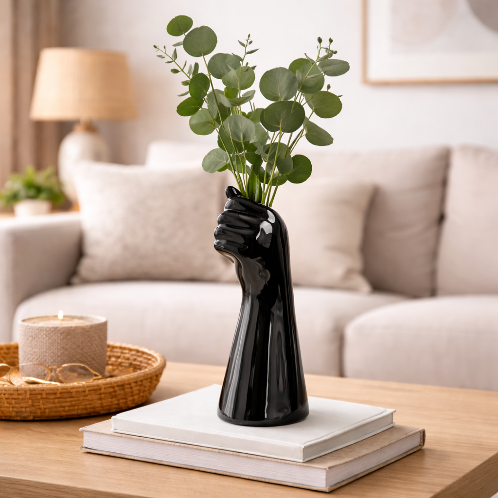 Vase i resin formet som hånd