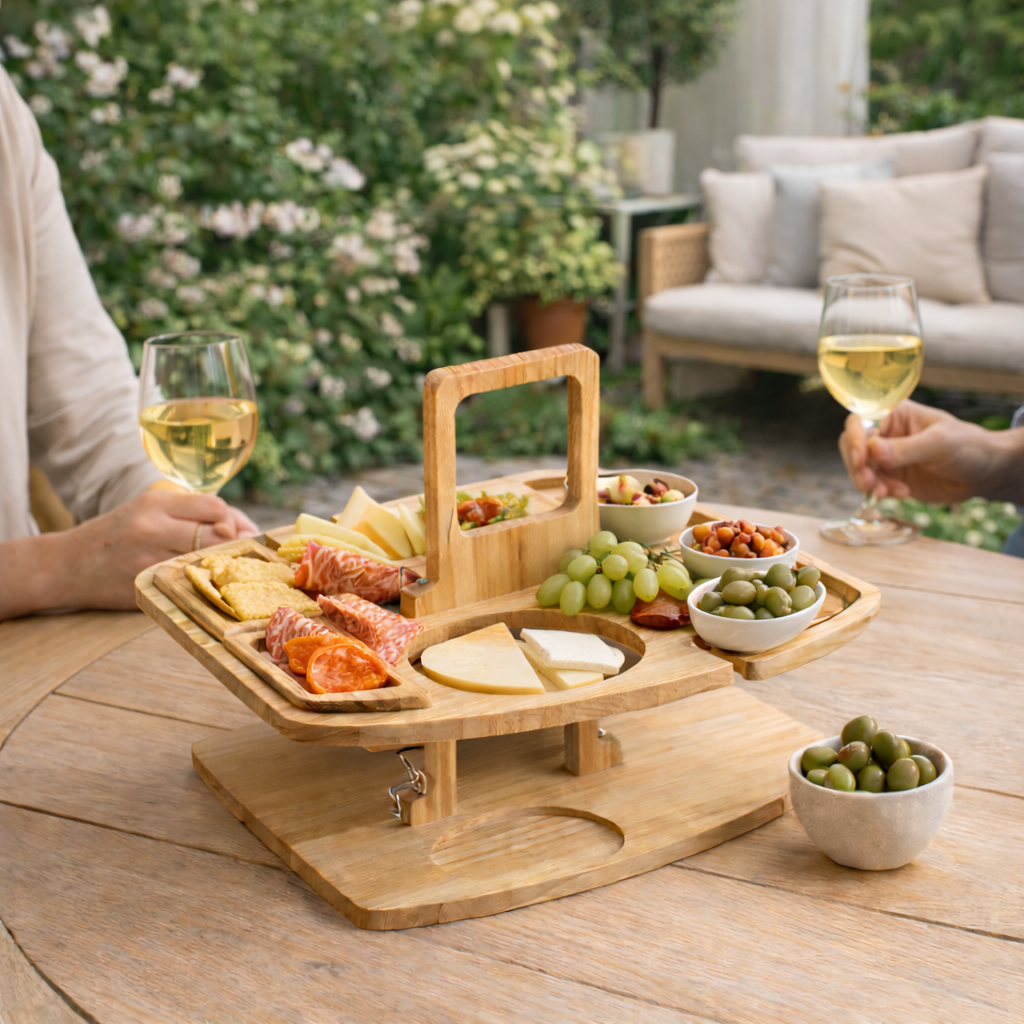 Sammenklappeligt vinbord til udendørs brug