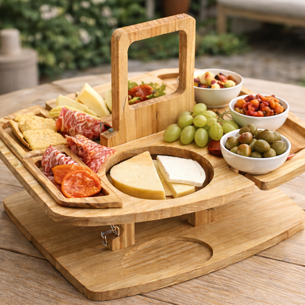 Sammenklappeligt vinbord til udendørs brug