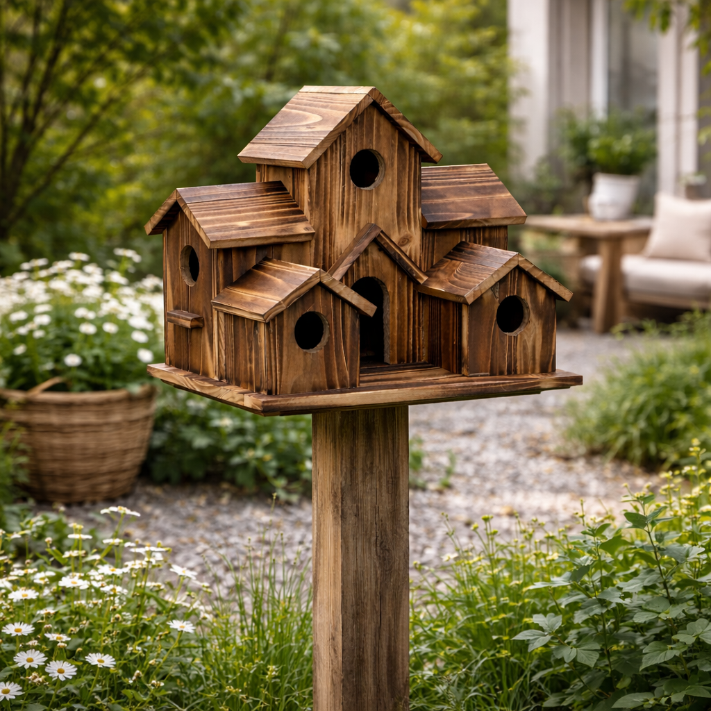 Fuglehus med 6 huller til udendørs brug