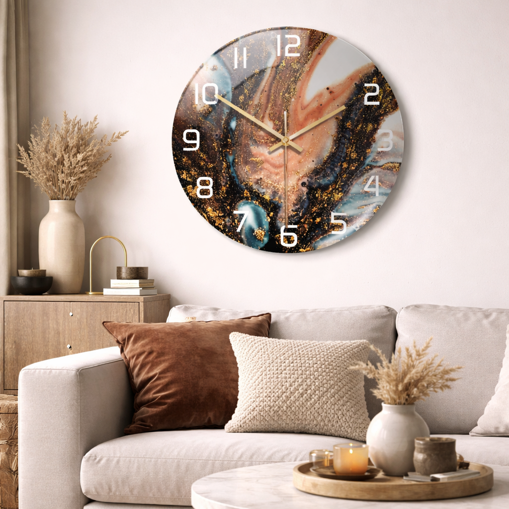 Vægur med marmormønster til indendørs brug