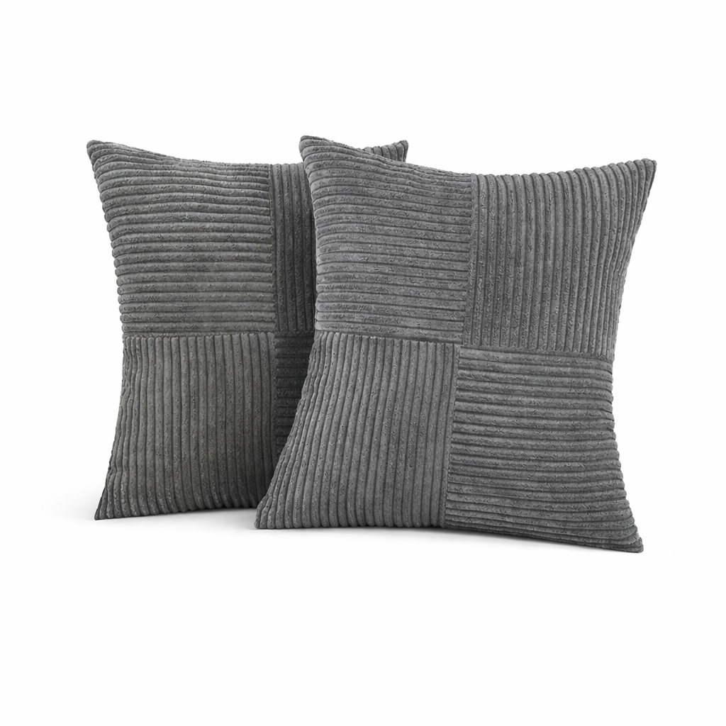 Firkantet pyntepude med ribbet struktur