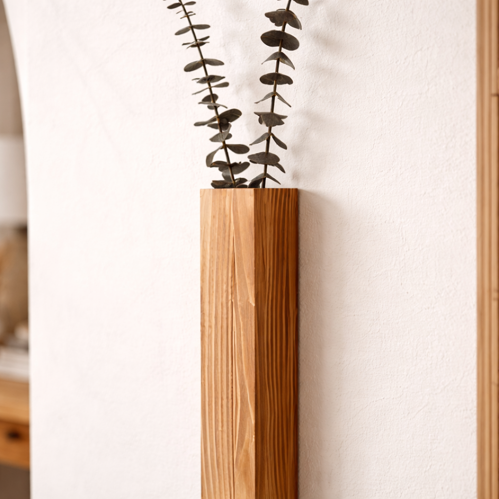 Rektangulær vægvase i træ 30 cm