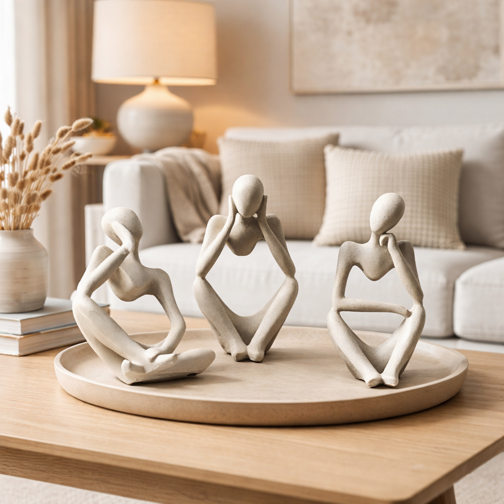 Skulptur af siddende figur til indendørs brug