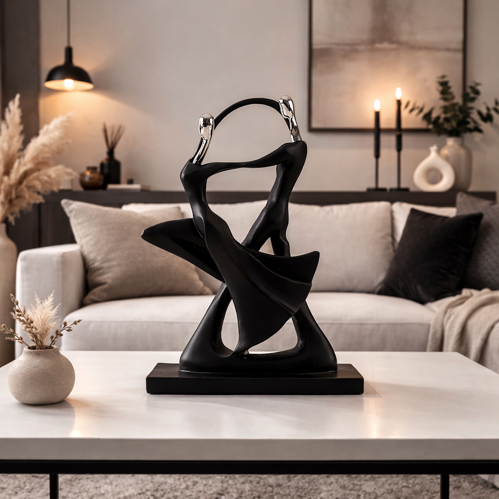 Skulptur af par i bevægelse til indendørs brug