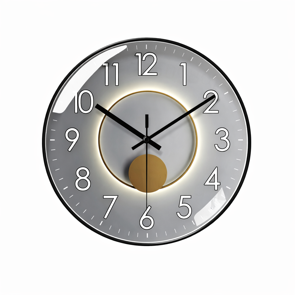 Rundt vægur med LED-lys til indendørs brug