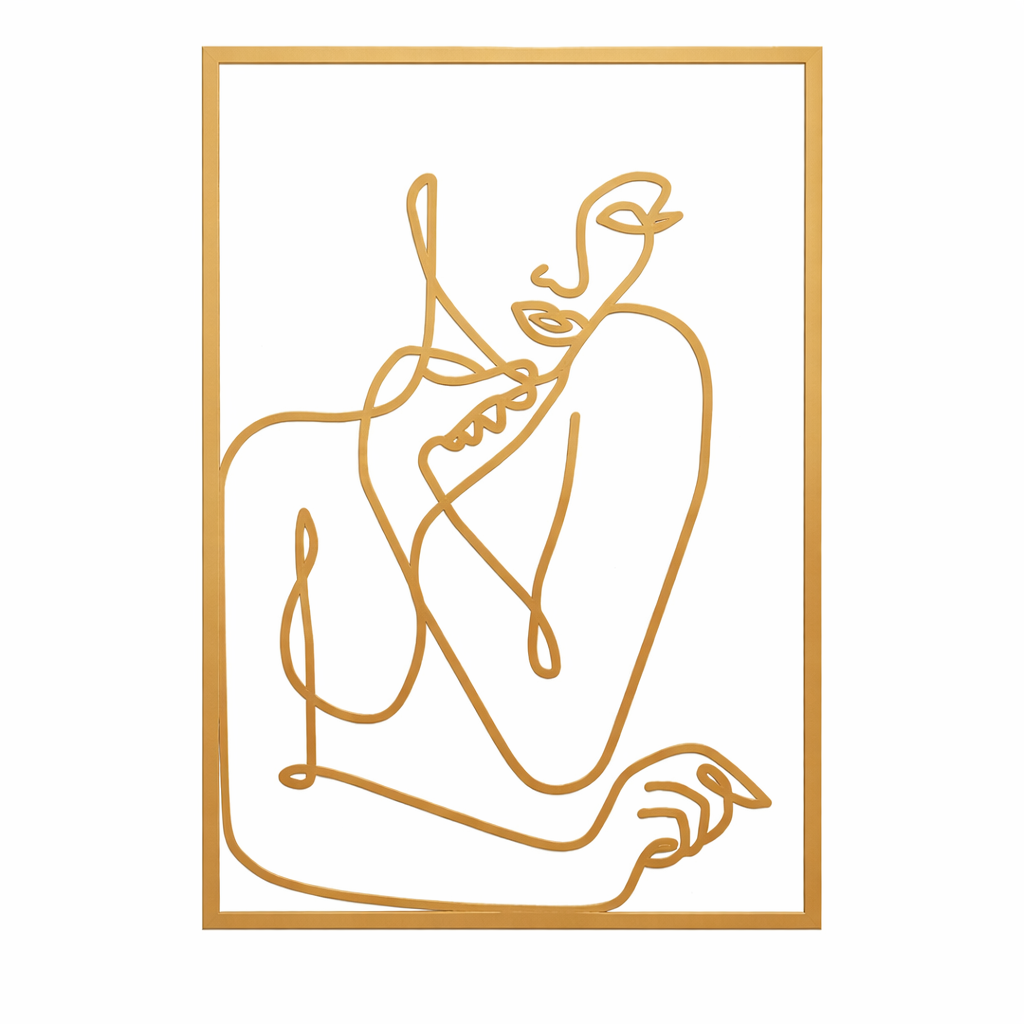 Abstrakt metal vægdekoration i enkeltlinje design