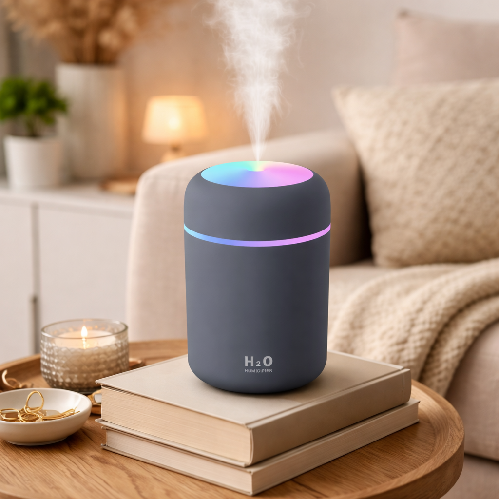 Ultralyd luftfugter med LED-lys til indendørs brug