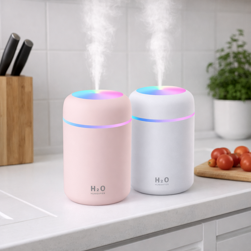 Ultralyd luftfugter med LED-lys til indendørs brug