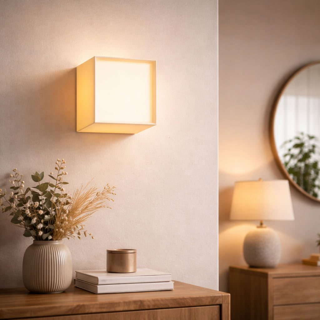 Japansk Væglampe med Minimalistisk Design og Stofskærm