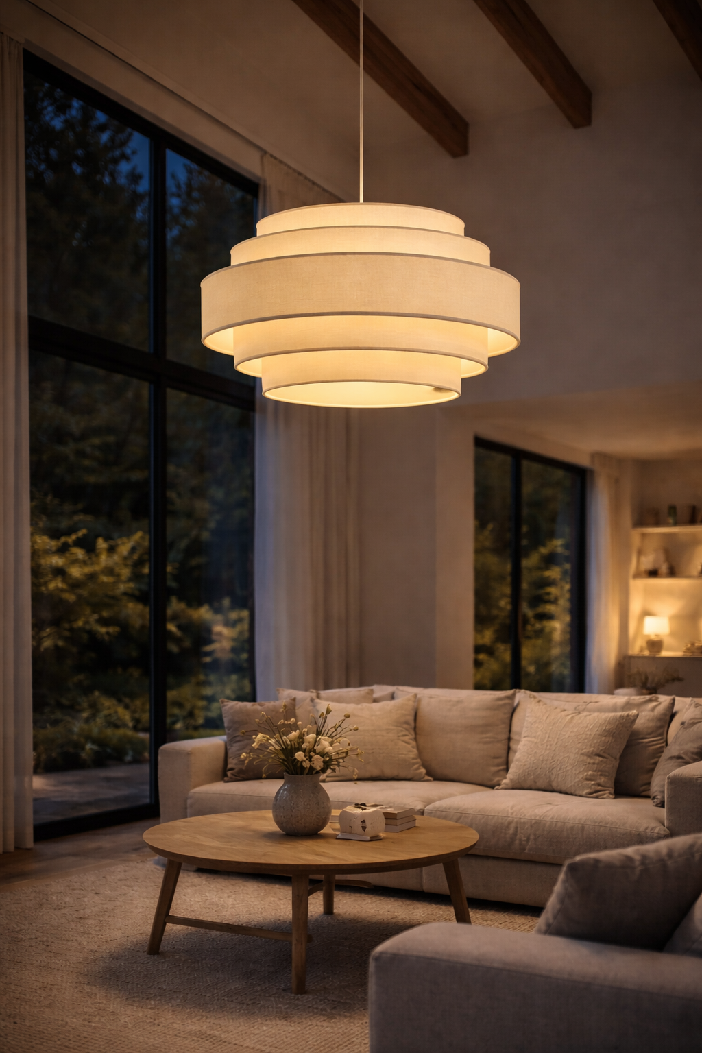 Ringformet Pendellampe i Wabi Sabi Stil