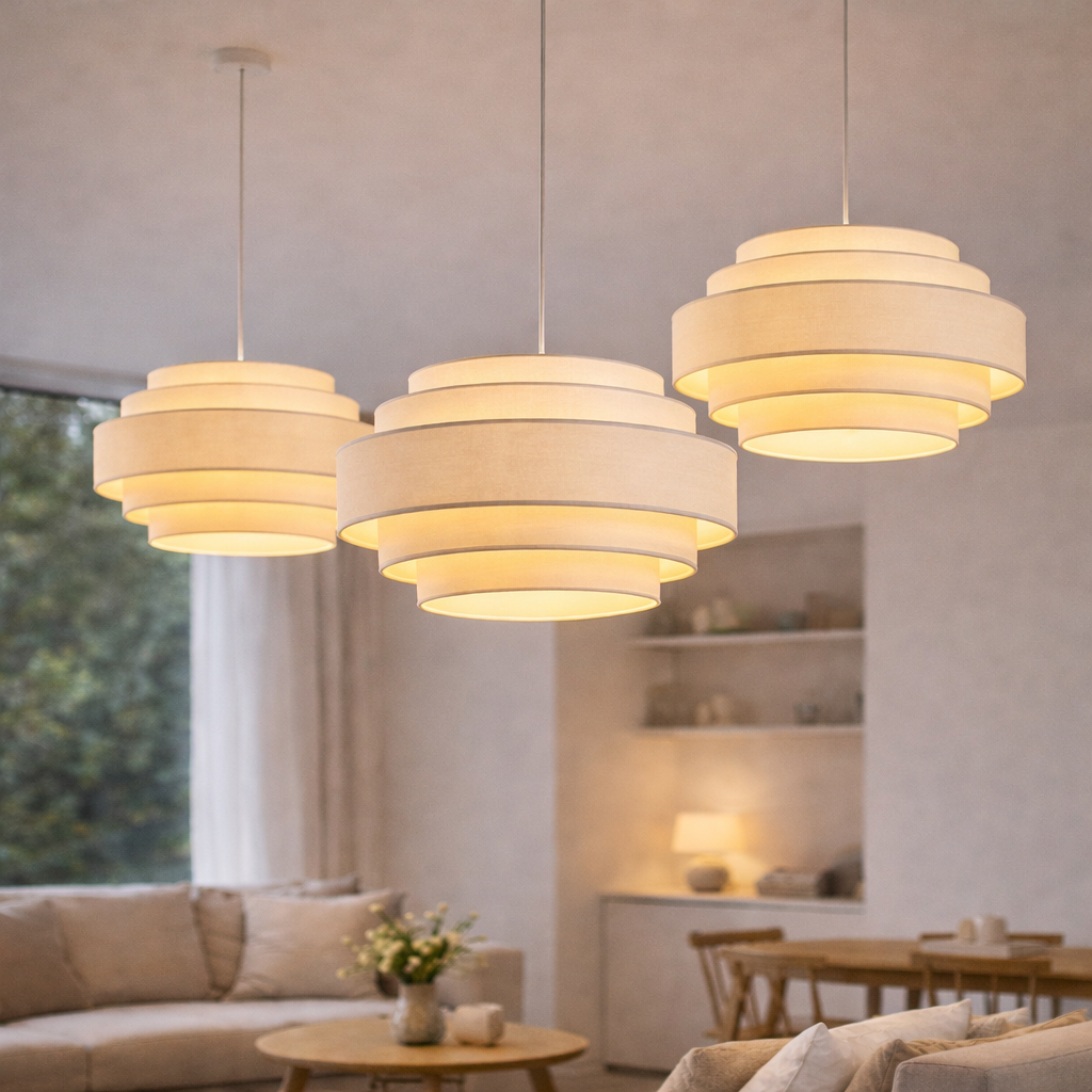 Ringformet Pendellampe i Wabi Sabi Stil