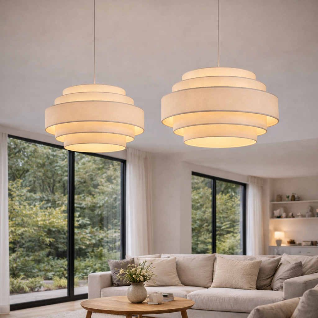 Ringformet Pendellampe i Wabi Sabi Stil