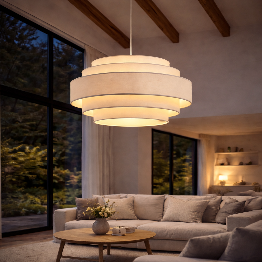 Ringformet Pendellampe i Wabi Sabi Stil