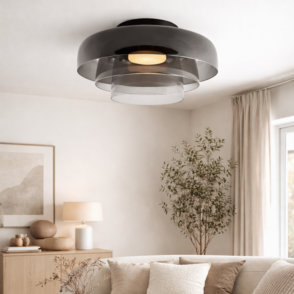 Lagdelte Glas Pendellampe i Bauhaus Stil