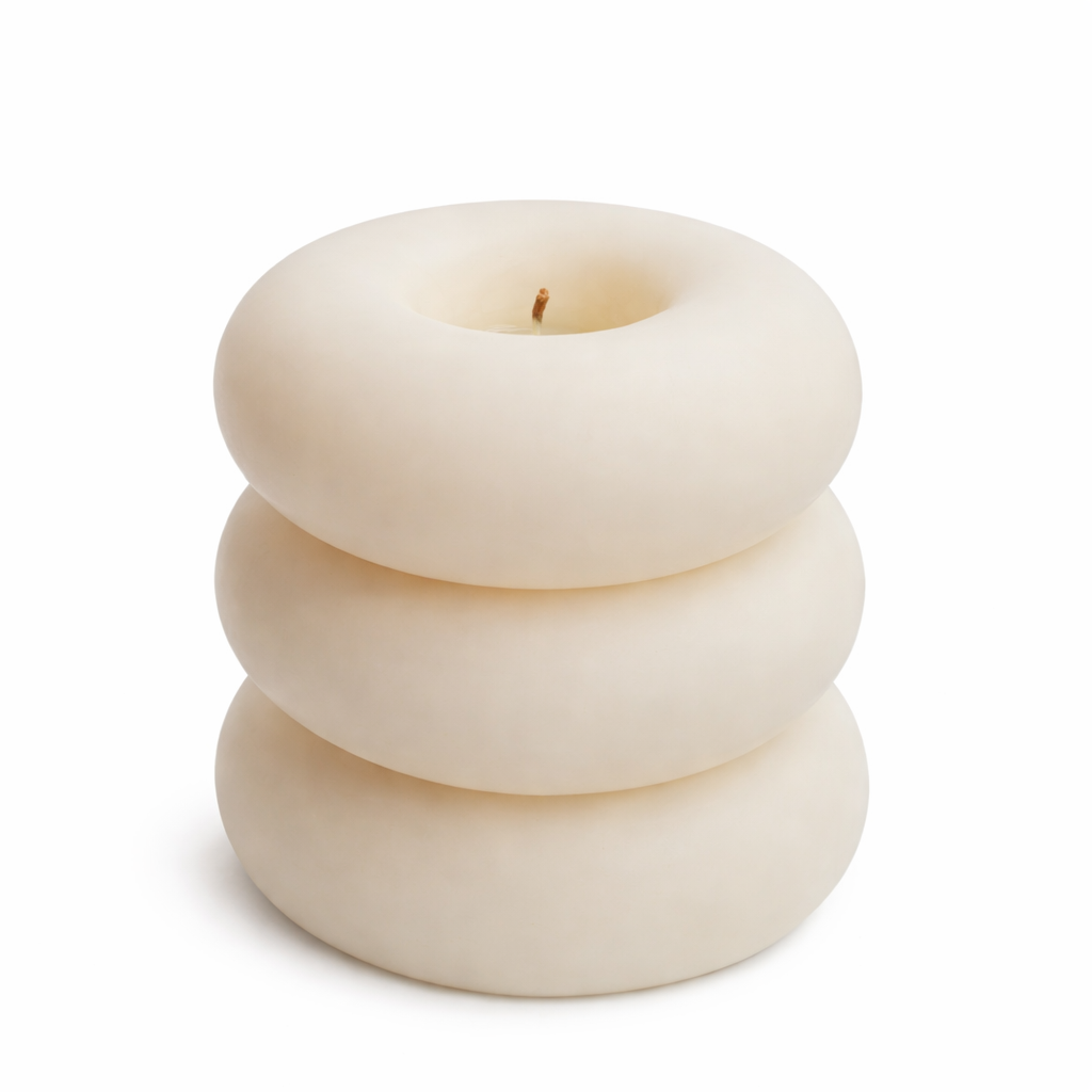 Aromatherapy candle in donut shape for indoor use