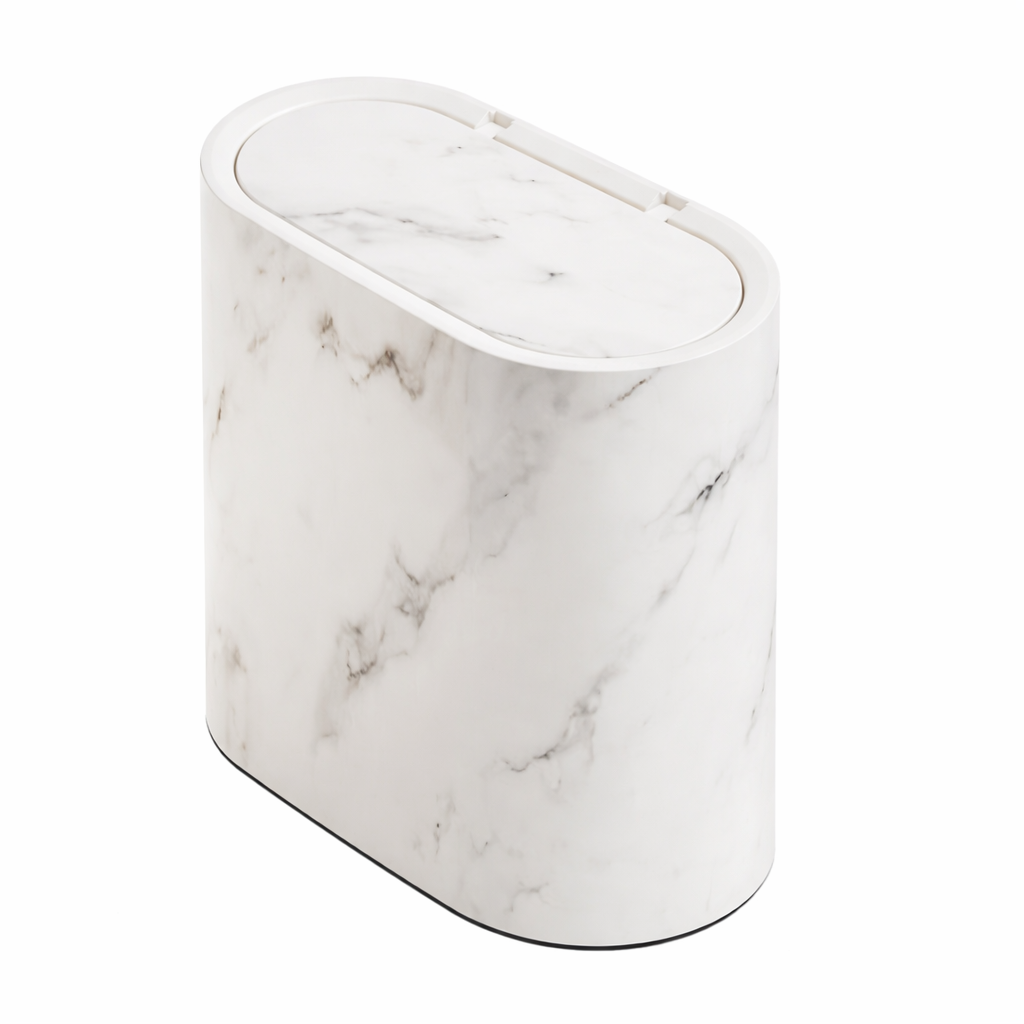 Oval affaldsspand med marmormønster